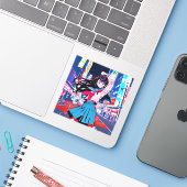 シール Seal｜今日もお疲れポーズ 寿司娘 GenerativeAI Sticker (Laptop met iPhone)