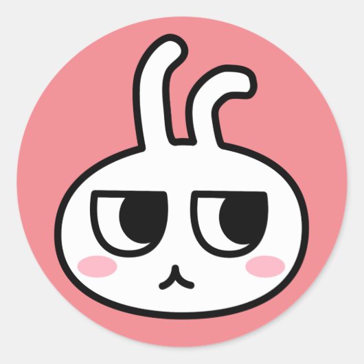 ジト目うさぎ顔シール RONDE STICKER (Voorkant)