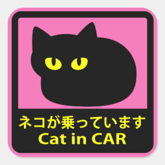 ステッカー　「ネコが乗ってます」ピンク VIERKANTE STICKER