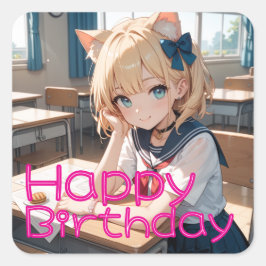 セーラー服を着た猫耳の少女 VIERKANTE STICKER