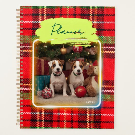 チェック柄がかわいいジャックラッセルテリアの子犬たちとクリスマス♡  PLANNER (Voorkant)