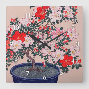 ツ ツ 盆 栽, 小の Bonsai Azalea Koson, Ukiyo-e Vierkante Klok