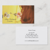 ドアの鍵穴を探している女の子のオシャレな VISITEKAARTJE (Voorkant / Achterkant)