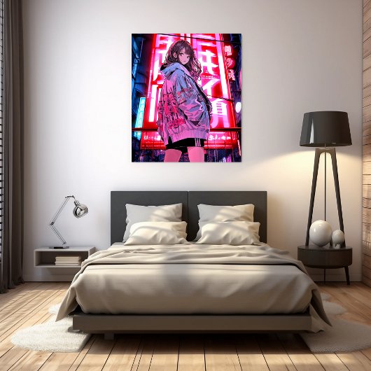 ネオンJKアートパネル|寿司娘 Art Panel GenerativeAI Canvas Afdruk