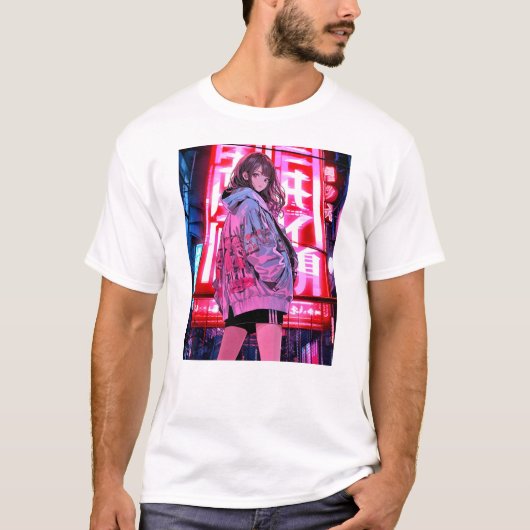 ネオンJK Tシャツ T-shirt|寿司娘 GenerativeAI T-shirt (Voorkant)