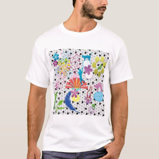 ネコと花 T-SHIRT