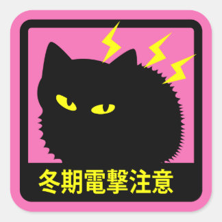 ネコ冬期電撃注意ステッカー VIERKANTE STICKER