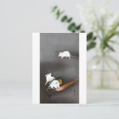 ネ ミ 羽, 古 邨 Mouse en Feather, Ohara Koson Briefkaart (Staand voorkant)