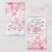 ピンクの桜の花びらが舞うオシャレな名刺  VISITEKAARTJE (Voorkant / Achterkant)