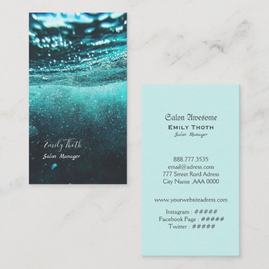 ブルーグリーンのウォーター水のデザイン VISITEKAARTJE (Voorkant / Achterkant)