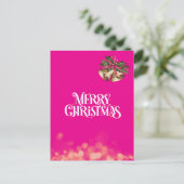 ホットピンク煌めくクリスマスカード♡ FEESTDAGENKAART (Staand voorkant)