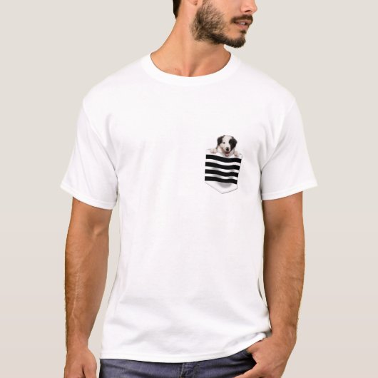 ボーダーコリーinポケット t-shirt (Voorkant)
