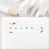 ポスクロID・天気・日付シール(日本)ポストクロッシング Postcrossing ラベル Etiket (Insitu)