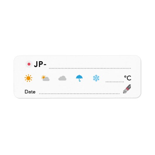 ポスクロID・天気・日付シール(日本)ポストクロッシング Postcrossing ラベル Etiket (Voorkant)
