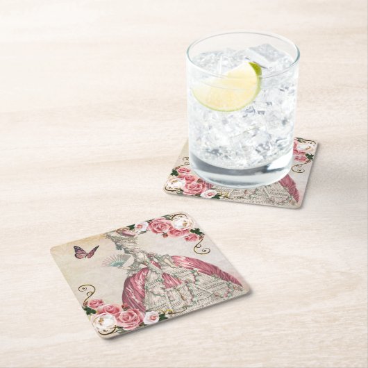 マリーアントワネット・ローズコースターAA VIERKANTE KARTONNEN ONDERZETTER (Insitu)