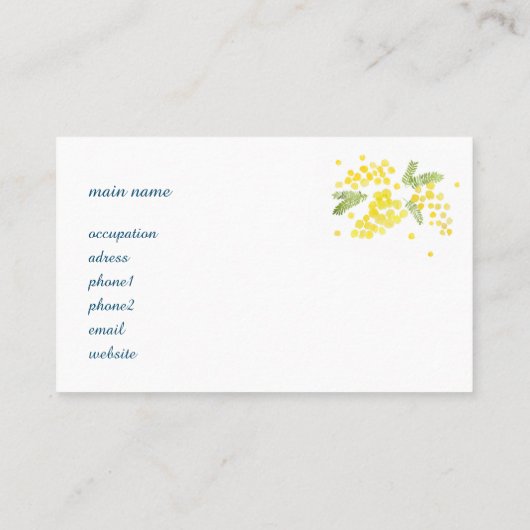 ミモザの VISITEKAARTJE (Achterkant)