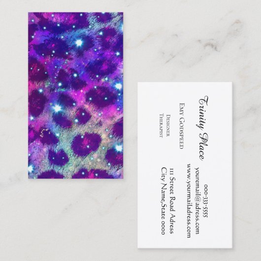 レオパードと宇宙のデザイン VISITEKAARTJE (Voorkant / Achterkant)