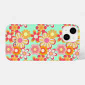 レトロかわいいお花デザイン♡ミントグリーン iPhone HOESJE (Achterkant horizontaal)