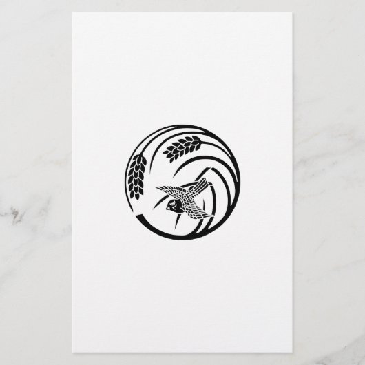 一本稲の丸に雀 BRIEFPAPIER (Voorkant)