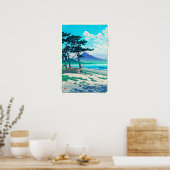 三 保 松 原, Pine Beach at Miho, Hasui Kawase Poster (Keuken)