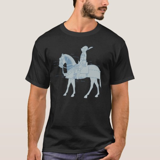 中世の騎士_グレー/青 T-SHIRT (Voorkant)
