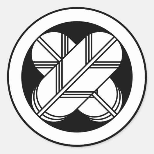 丸に違い鷹の羽(八つ割り作図) RONDE STICKER (Voorkant)