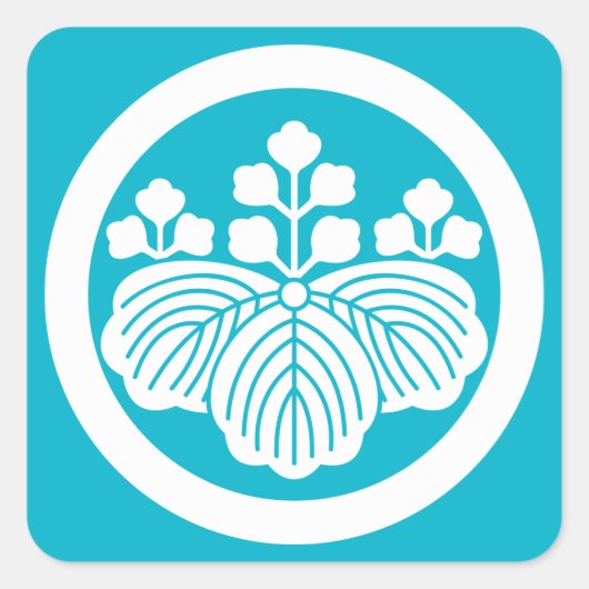 丸 に 三 桐 VIERKANTE STICKER (Voorkant)