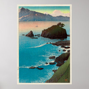 久 手 浜, Kude Beach in Wakasa, Hasui Kawase, Woodcut Poster