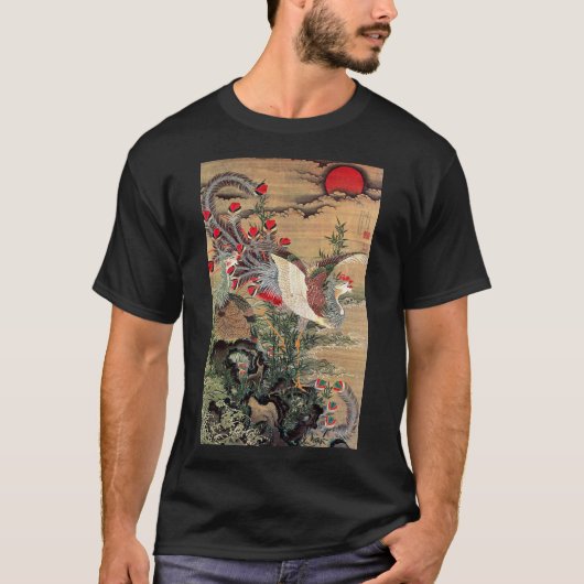 伊藤若冲、旭日鳳凰図 T-SHIRT (Voorkant)