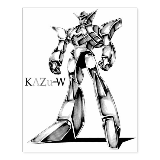 作品番号00016　「エース　ロボ　(Ace　Robot)」 Rubberstempel (Afrduk)