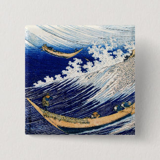 北 斎 Hokusai Ocean Waves Vierkante Button 5,1 Cm