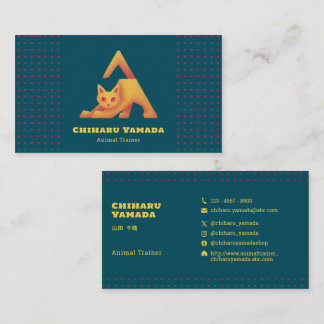 名刺 Triangle Cat 猫 ドット / グリーン Business Card Visitekaartje