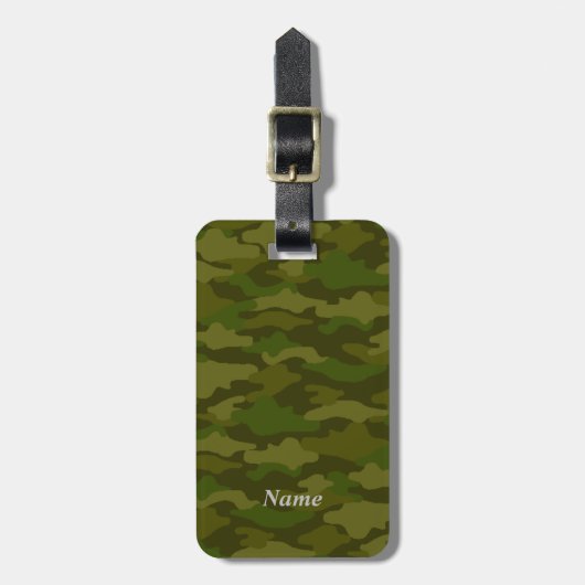 名前 電話番号 カスタム 迷彩(カーキ) ラゲッジタグ BAGAGELABEL (Voorkant verticaal)