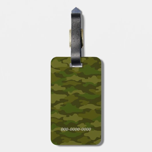 名前 電話番号 カスタム 迷彩(カーキ) ラゲッジタグ BAGAGELABEL (Achterkant verticaal)