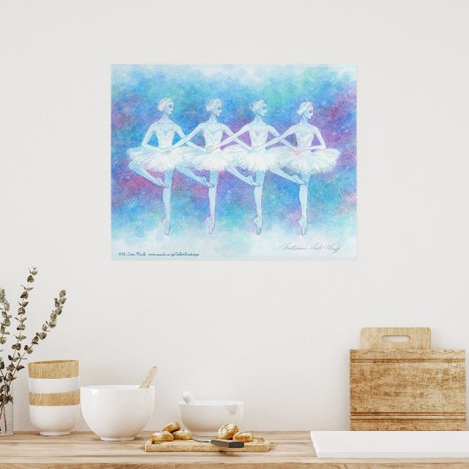 四羽の白鳥の踊りアートプリント POSTER (Keuken)