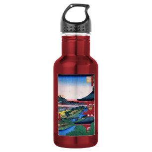 増 寺, 広 rode tempel, Hiroshige, Ukiyo-e Waterfles