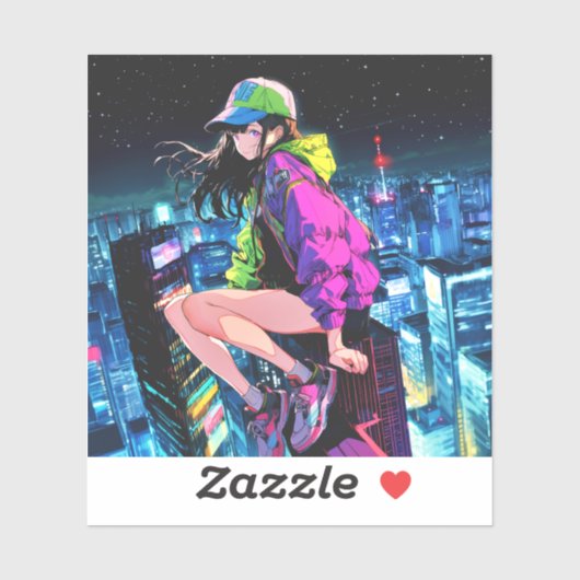夜景JKのシール Seal｜寿司娘 GenerativeAI Sticker (Vel)