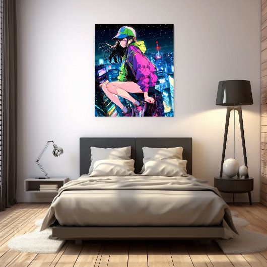 夜景JKアートパネル｜寿司娘 Art Paneel GenerativeAI Canvas Afdruk
