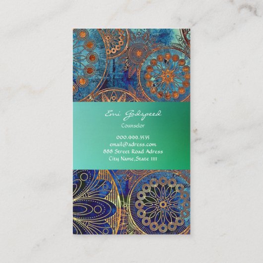 大人女子に上品なでオシャレな青の名刺 VISITEKAARTJE (Achterkant)