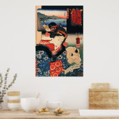 女 眠 猫, 国 en slaapkat, Kuniyoshi Poster (Keuken)
