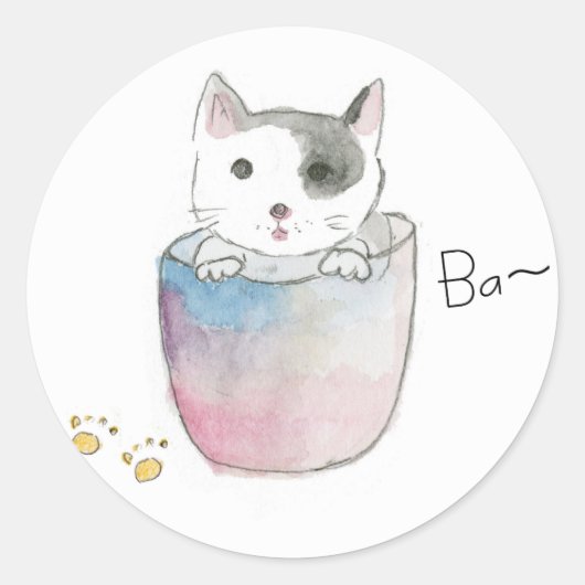 子猫のご挨拶 RONDE STICKER (Voorkant)
