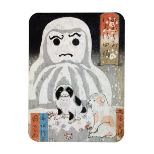 子 犬 る ま, Puppies & Snowman, Kuniyoshi, Ukiyo-e Magneet