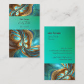 孔雀をイメージしたキレイな青と緑の VISITEKAARTJE (Voorkant / Achterkant)