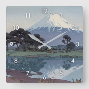 富 山 川, Mt.Fuji, Suzukawa, Yoshida, Woodcut Vierkante Klok
