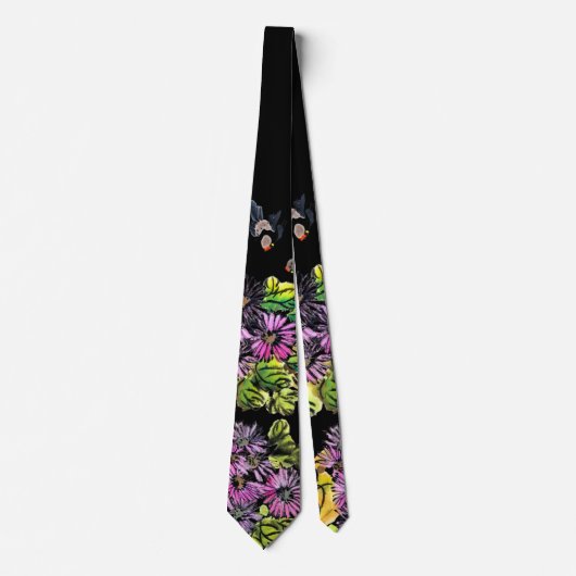 小鳥と花の浮世絵風柄アート STROPDAS (Voorkant)