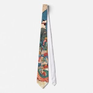少 女 猫, 国 芳 Meisje met Cat, Kuniyoshi, Ukiyo-e Stropdas