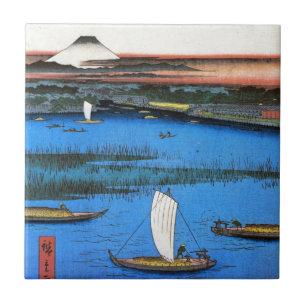 帆 掛 富 士, met de , met de wapening Ship & Mt Fuji, Tegeltje