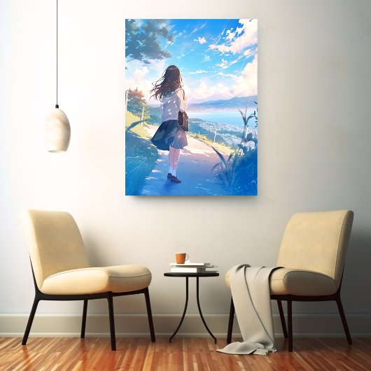 後ろ姿JKアートパネル|寿司娘 Art Panel GenerativeAI Canvas Afdruk