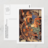 怪 と う 蔵, Musashi vecht monsters, Kuniyoshi Briefkaart (Voorkant / Achterkant)