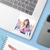 【感謝シール】ありがとうJK|寿司娘 GenerativeAI Sticker (Laptop met iPhone)